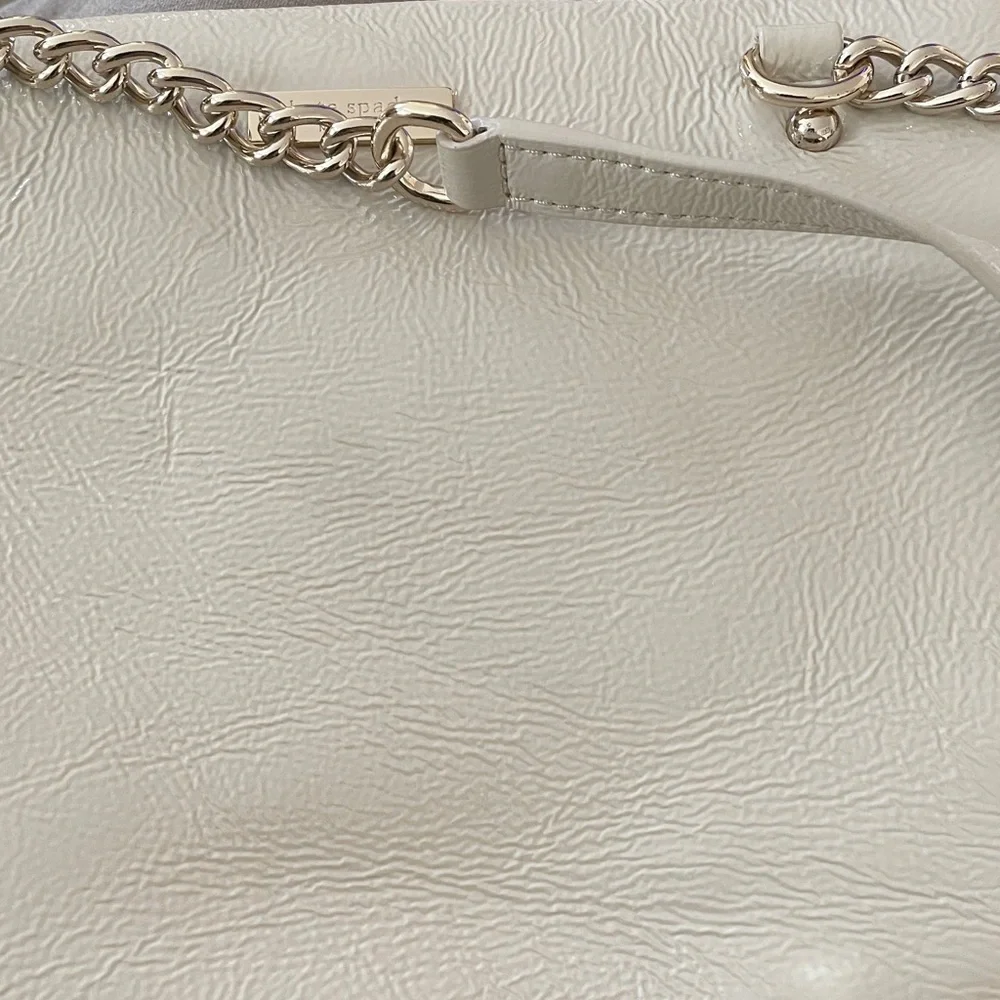 Kate Spade Taupe Square Zipper Darcy Shoulder Bag with Silver Accents